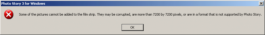 Photo Story image import Error